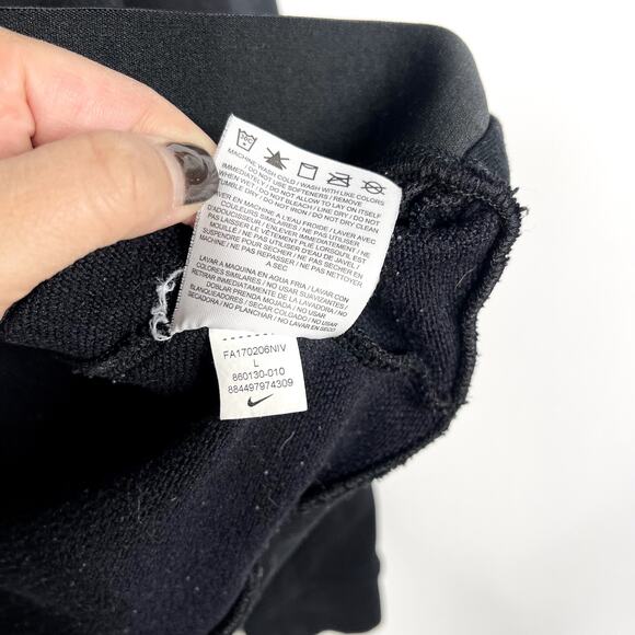 Nike Womens Large L Black Funnel Neck Pullover Sweatshirt Logo Banded Bottom - Picture 9 of 9